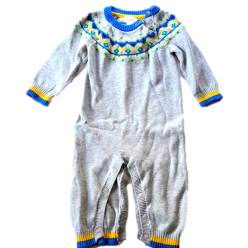 Baby Cat&Jack long sleeve jumper sleeper onesie fair isle 3-6 months 100% cotton